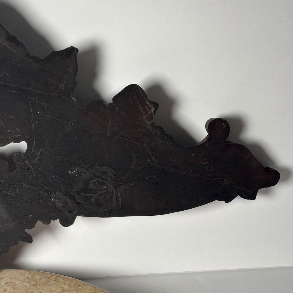 Vintage Wall Pediment 23x10 Dark Brown Ornate Rococo Scroll Overdoor Decor Wood - Picture 10 of 10